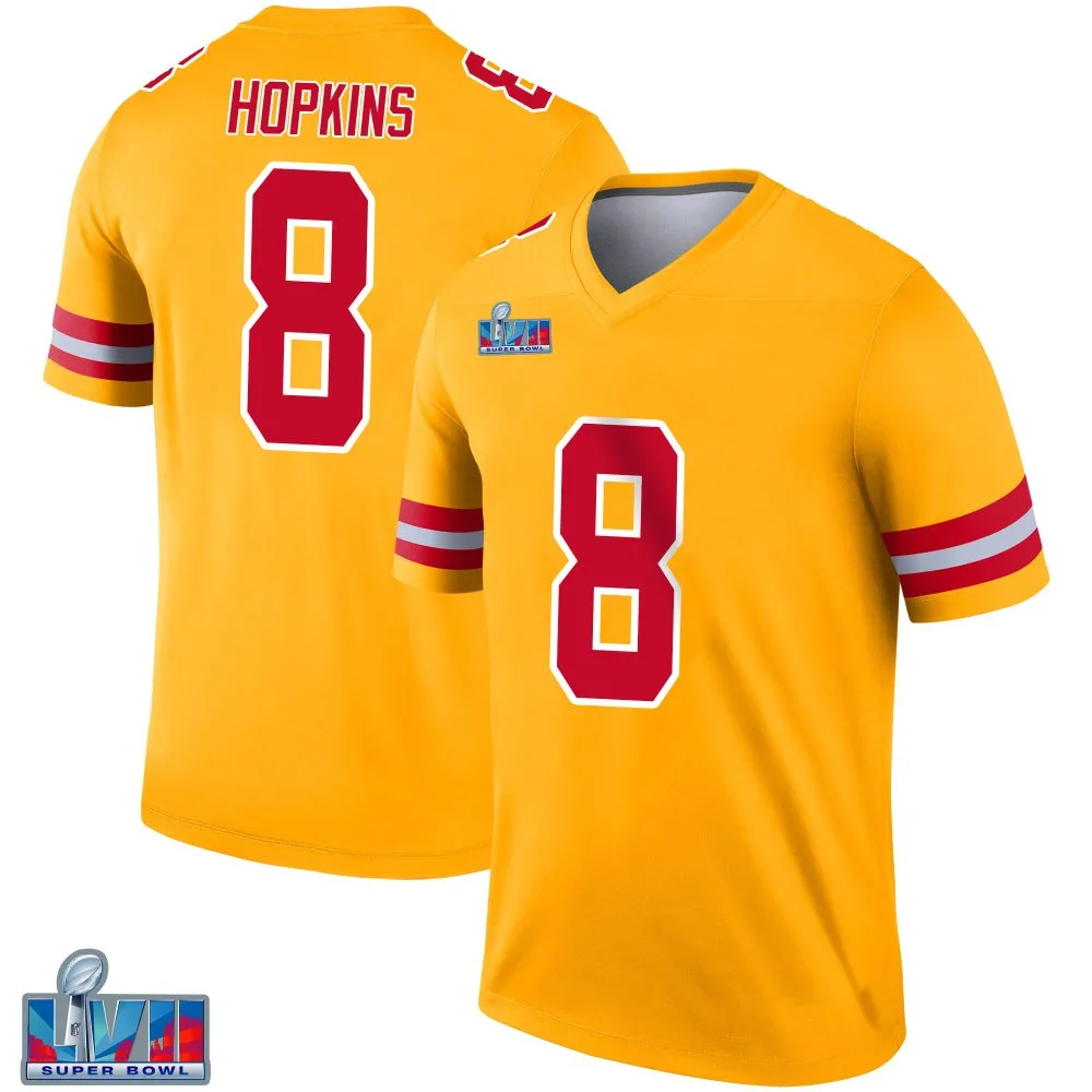 Men's Kansas City Chiefs Deandre Hopkins Nike Inverted Super Bowl LVII Patch Legend Gold Jersey Men's Kansas City Chiefs Deandre Hopkins Nike Inverted Super Bowl LVII Patch Legend Gold Jersey