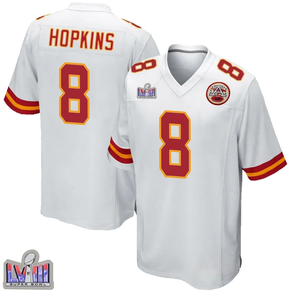 Men's Kansas City Chiefs Deandre Hopkins Nike Super Bowl LVIII Patch Game White Jersey Men's Kansas City Chiefs Deandre Hopkins Nike Super Bowl LVIII Patch Game White Jersey