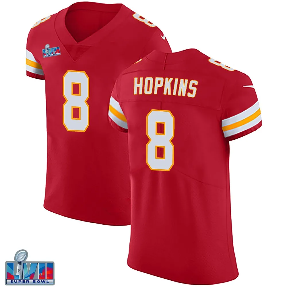Men's Kansas City Chiefs Deandre Hopkins Nike Team Color Vapor Untouchable Super Bowl LVII Patch Elite Red Jersey Men's Kansas City Chiefs Deandre Hopkins Nike Team Color Vapor Untouchable Super Bowl LVII Patch Elite Red Jersey