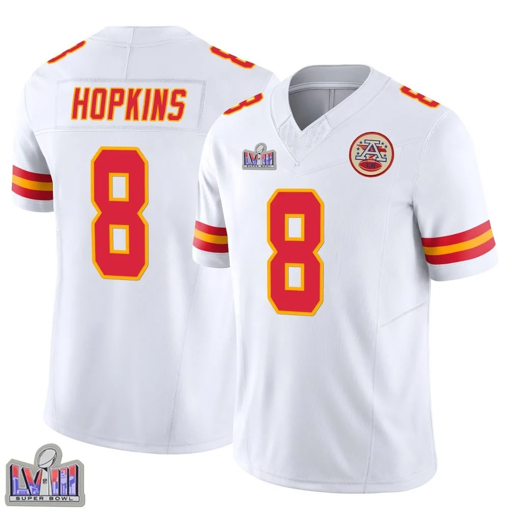 Men's Kansas City Chiefs Deandre Hopkins Nike Vapor F.U.S.E. Super Bowl LVIII Patch Limited White Jersey Men's Kansas City Chiefs Deandre Hopkins Nike Vapor F.U.S.E. Super Bowl LVIII Patch Limited White Jersey
