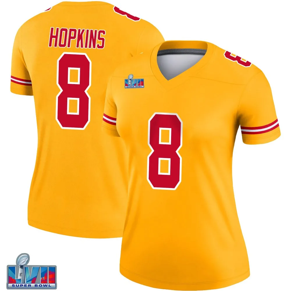 Women's Kansas City Chiefs Deandre Hopkins Nike Inverted Super Bowl LVII Patch Legend Gold Jersey Women's Kansas City Chiefs Deandre Hopkins Nike Inverted Super Bowl LVII Patch Legend Gold Jersey
