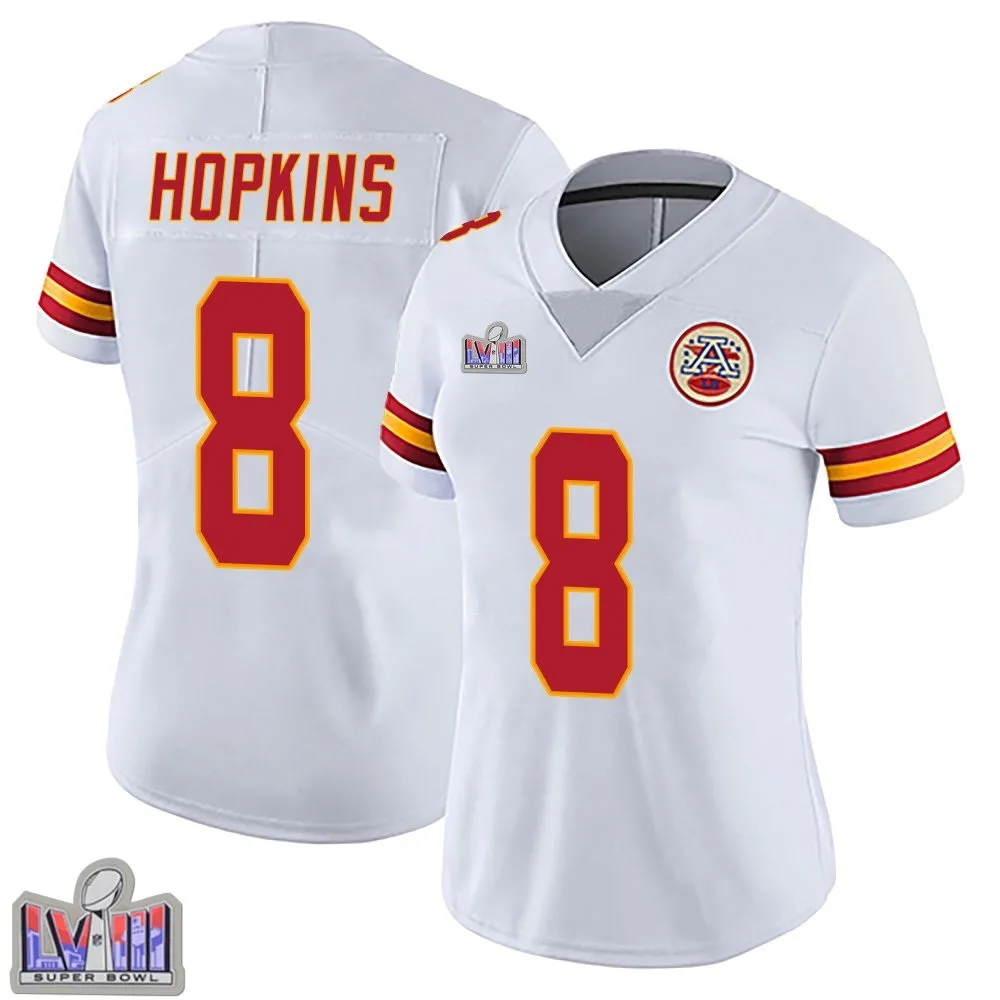 Women's Kansas City Chiefs Deandre Hopkins Nike Vapor Untouchable Super Bowl LVIII Patch Limited White Jersey Women's Kansas City Chiefs Deandre Hopkins Nike Vapor Untouchable Super Bowl LVIII Patch Limited White Jersey