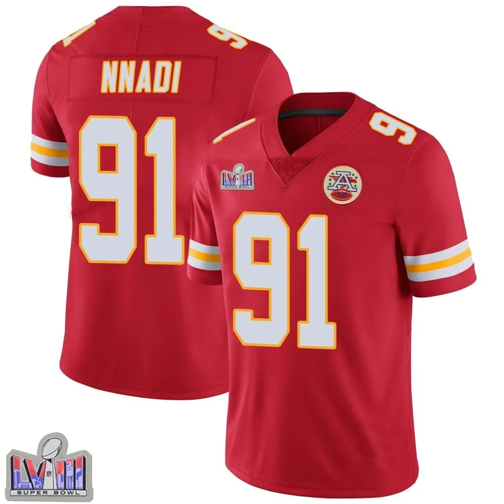 Men's Kansas City Chiefs Derrick Nnadi Nike Team Color Vapor Untouchable Super Bowl LVIII Patch Limited Red Jersey Men's Kansas City Chiefs Derrick Nnadi Nike Team Color Vapor Untouchable Super Bowl LVIII Patch Limited Red Jersey