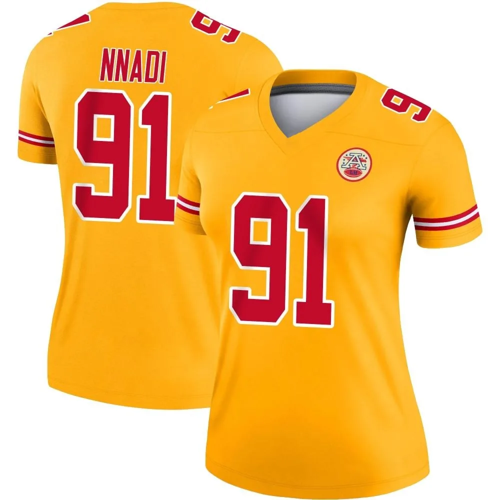 Women's Kansas City Chiefs Derrick Nnadi Nike Inverted Legend Gold Jersey Women's Kansas City Chiefs Derrick Nnadi Nike Inverted Legend Gold Jersey
