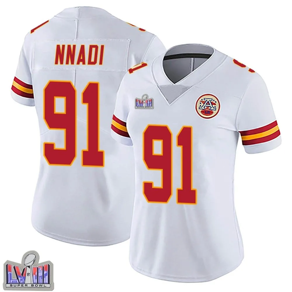 Women's Kansas City Chiefs Derrick Nnadi Nike Vapor Untouchable Super Bowl LVIII Patch Limited White Jersey Women's Kansas City Chiefs Derrick Nnadi Nike Vapor Untouchable Super Bowl LVIII Patch Limited White Jersey