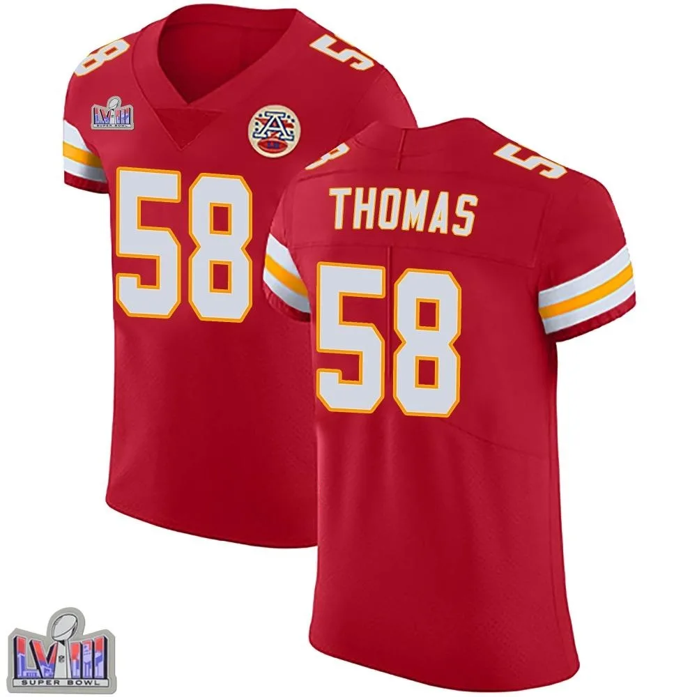 Men's Kansas City Chiefs Derrick Thomas Nike Team Color Vapor Untouchable Super Bowl LVIII Patch Elite Red Jersey Men's Kansas City Chiefs Derrick Thomas Nike Team Color Vapor Untouchable Super Bowl LVIII Patch Elite Red Jersey