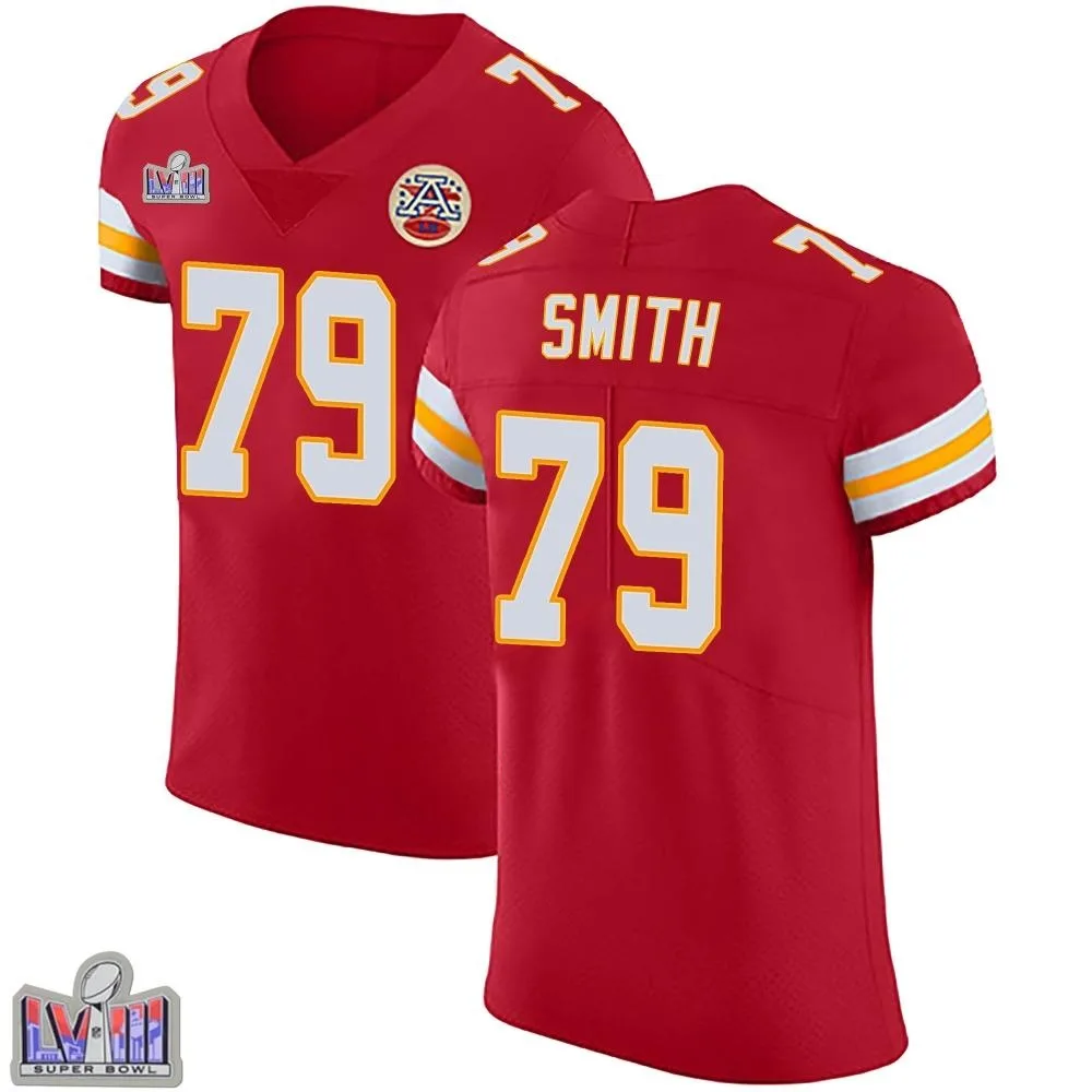 Men's Kansas City Chiefs Donovan Smith Nike Team Color Vapor Untouchable Super Bowl LVIII Patch Elite Red Jersey Men's Kansas City Chiefs Donovan Smith Nike Team Color Vapor Untouchable Super Bowl LVIII Patch Elite Red Jersey