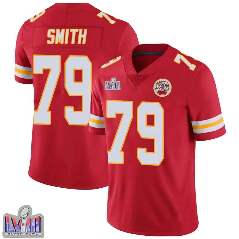 Men's Kansas City Chiefs Donovan Smith Nike Team Color Vapor Untouchable Super Bowl LVIII Patch Limited Red Jersey Men's Kansas City Chiefs Donovan Smith Nike Team Color Vapor Untouchable Super Bowl LVIII Patch Limited Red Jersey