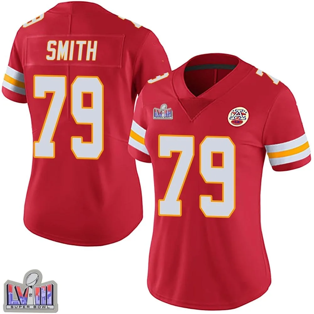 Women's Kansas City Chiefs Donovan Smith Nike Team Color Vapor Untouchable Super Bowl LVIII Patch Limited Red Jersey Women's Kansas City Chiefs Donovan Smith Nike Team Color Vapor Untouchable Super Bowl LVIII Patch Limited Red Jersey