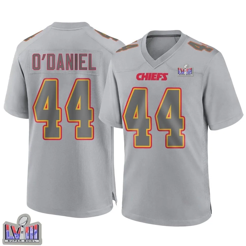 Men's Kansas City Chiefs Dorian O'daniel Nike Atmosphere Fashion Super Bowl LVIII Patch Game Gray Jersey Men's Kansas City Chiefs Dorian O'daniel Nike Atmosphere Fashion Super Bowl LVIII Patch Game Gray Jersey