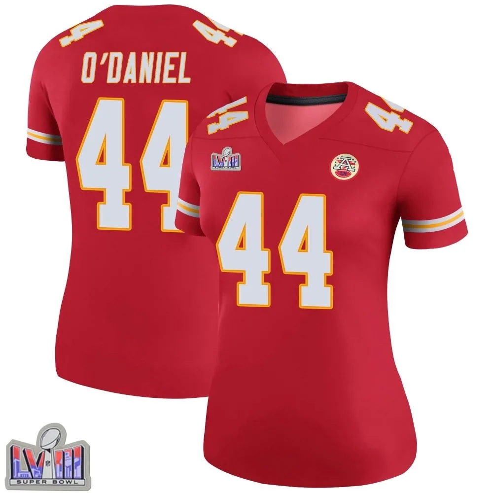 Women's Kansas City Chiefs Dorian O'daniel Nike Color Rush Super Bowl LVIII Patch Legend Red Jersey Women's Kansas City Chiefs Dorian O'daniel Nike Color Rush Super Bowl LVIII Patch Legend Red Jersey