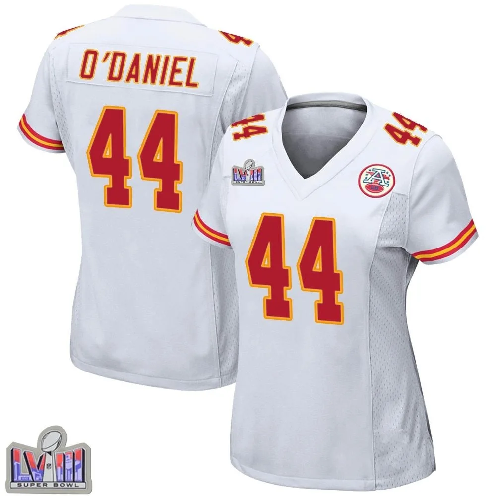 Women's Kansas City Chiefs Dorian O'daniel Nike Super Bowl LVIII Patch Game White Jersey Women's Kansas City Chiefs Dorian O'daniel Nike Super Bowl LVIII Patch Game White Jersey