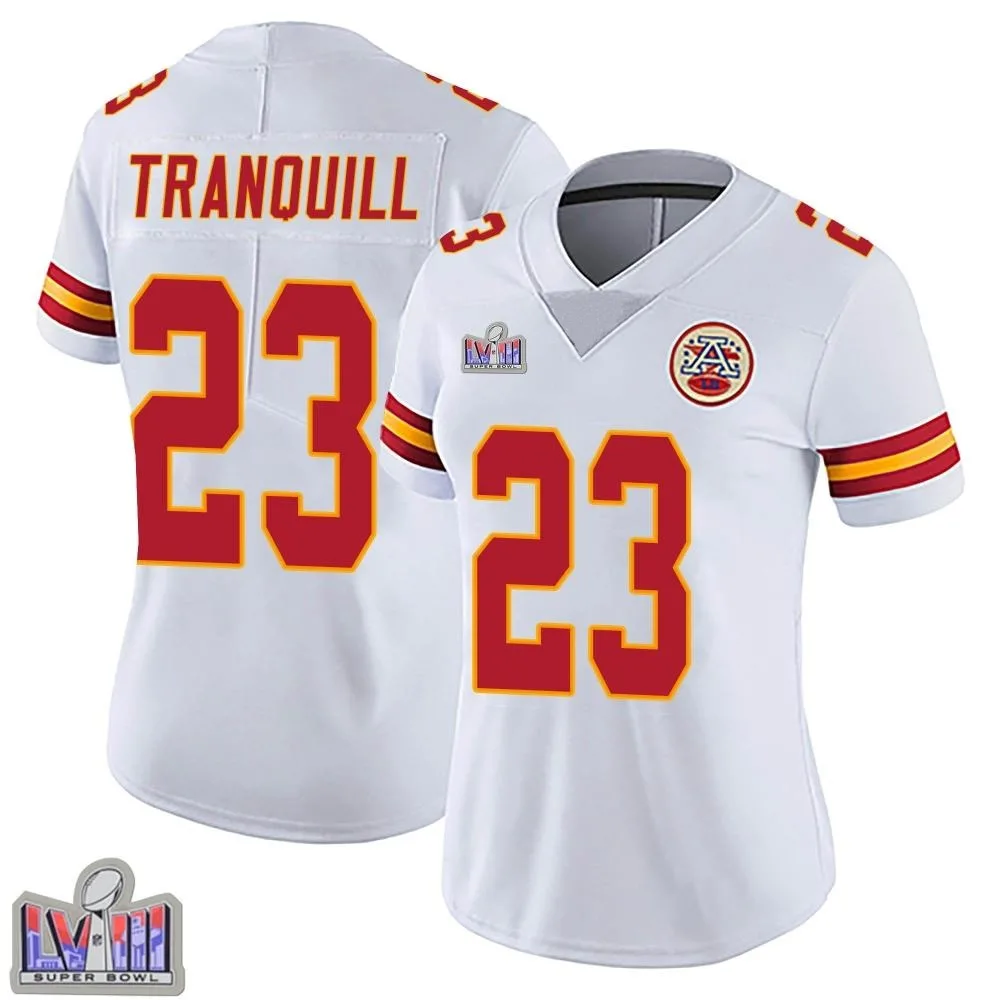 Women's Kansas City Chiefs Drue Tranquill Nike Vapor Untouchable Super Bowl LVIII Patch Limited White Jersey Women's Kansas City Chiefs Drue Tranquill Nike Vapor Untouchable Super Bowl LVIII Patch Limited White Jersey