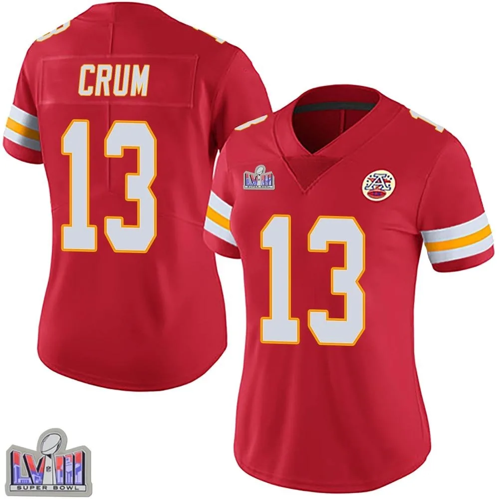 Women's Kansas City Chiefs Dustin Crum Nike Team Color Vapor Untouchable Super Bowl LVIII Patch Limited Red Jersey Women's Kansas City Chiefs Dustin Crum Nike Team Color Vapor Untouchable Super Bowl LVIII Patch Limited Red Jersey