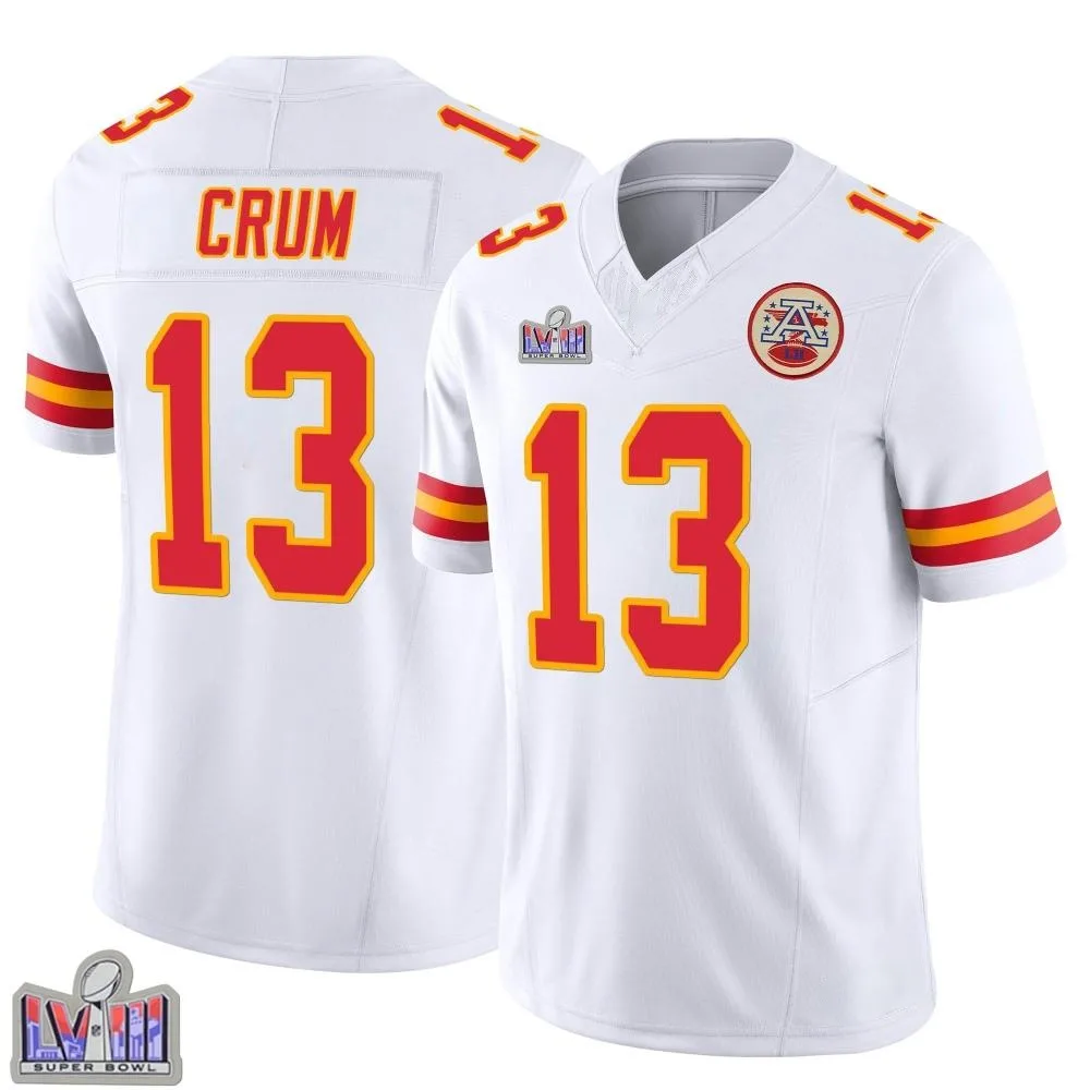 Youth Kansas City Chiefs Dustin Crum Nike Vapor F.U.S.E. Super Bowl LVIII Patch Limited White Jersey Youth Kansas City Chiefs Dustin Crum Nike Vapor F.U.S.E. Super Bowl LVIII Patch Limited White Jersey
