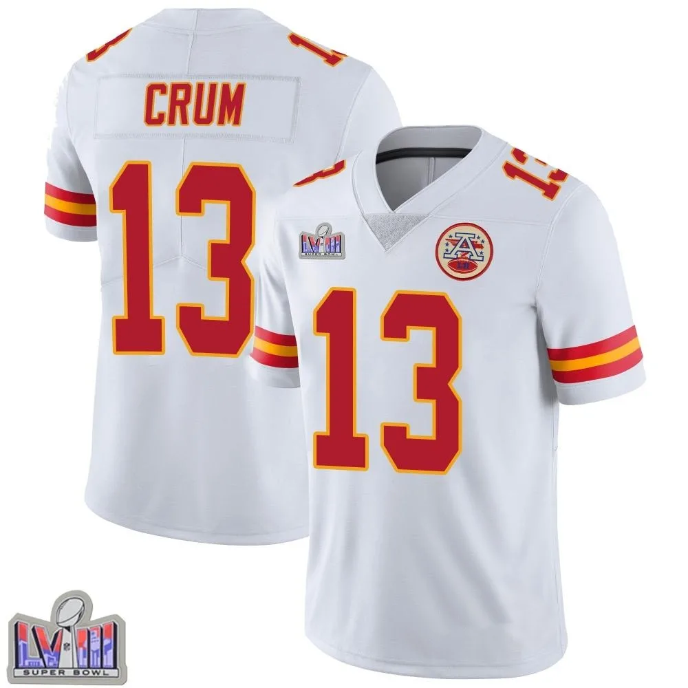 Youth Kansas City Chiefs Dustin Crum Nike Vapor Untouchable Super Bowl LVIII Patch Limited White Jersey Youth Kansas City Chiefs Dustin Crum Nike Vapor Untouchable Super Bowl LVIII Patch Limited White Jersey