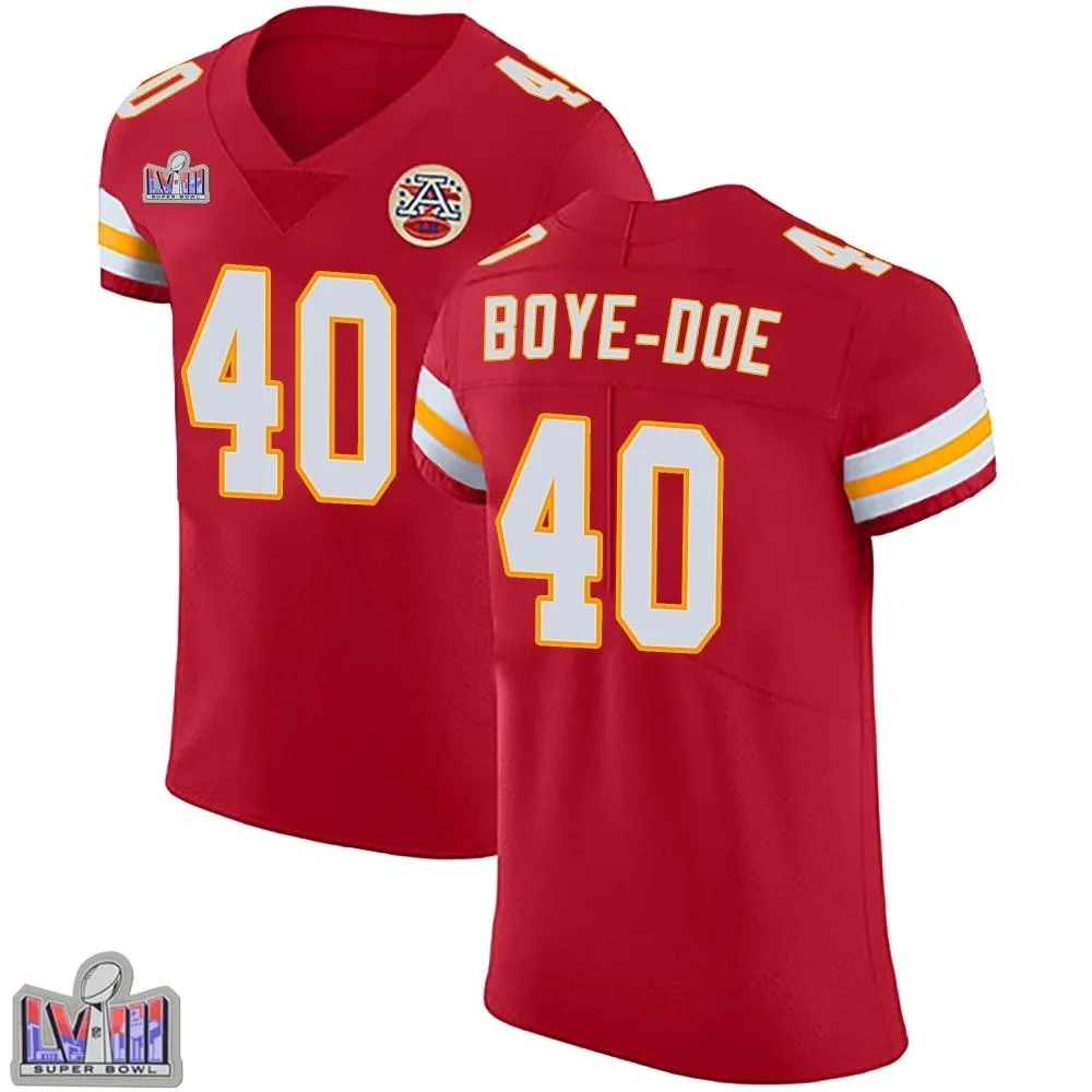 Men's Kansas City Chiefs Ekow Boye-Doe Nike Team Color Vapor Untouchable Super Bowl LVIII Patch Elite Red Jersey Men's Kansas City Chiefs Ekow Boye-Doe Nike Team Color Vapor Untouchable Super Bowl LVIII Patch Elite Red Jersey