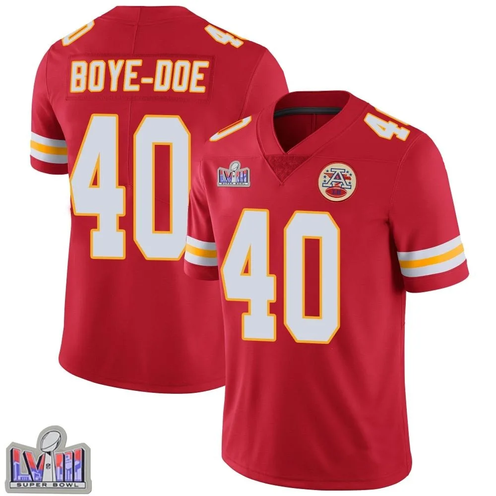 Men's Kansas City Chiefs Ekow Boye-Doe Nike Team Color Vapor Untouchable Super Bowl LVIII Patch Limited Red Jersey Men's Kansas City Chiefs Ekow Boye-Doe Nike Team Color Vapor Untouchable Super Bowl LVIII Patch Limited Red Jersey