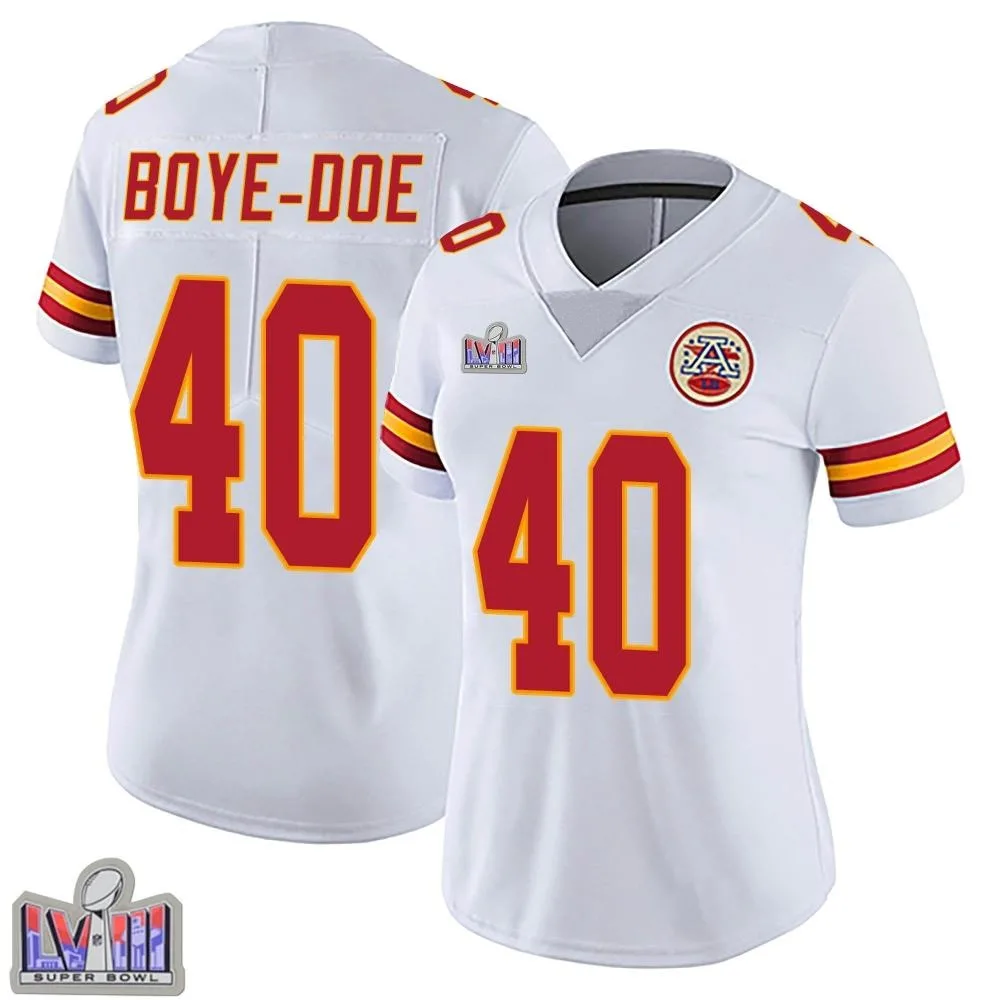 Women's Kansas City Chiefs Ekow Boye-Doe Nike Vapor Untouchable Super Bowl LVIII Patch Limited White Jersey Women's Kansas City Chiefs Ekow Boye-Doe Nike Vapor Untouchable Super Bowl LVIII Patch Limited White Jersey