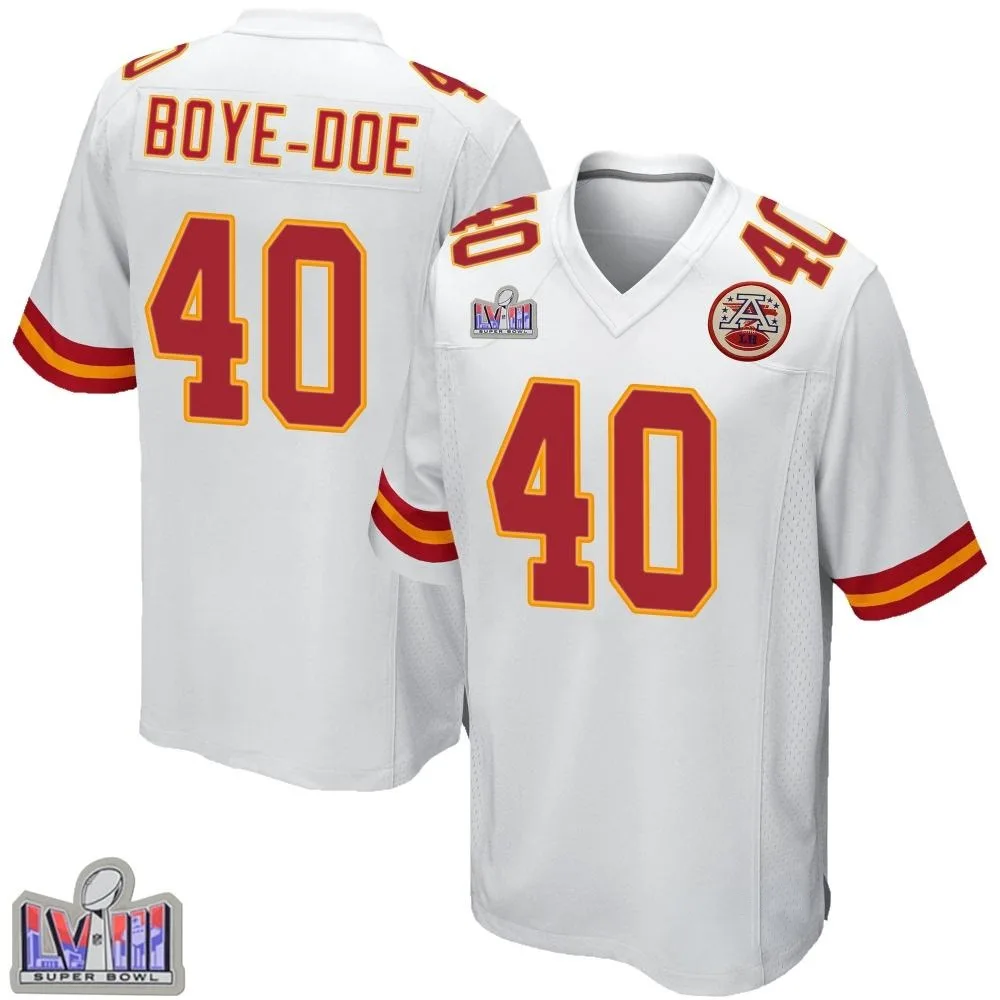 Youth Kansas City Chiefs Ekow Boye-Doe Nike Super Bowl LVIII Patch Game White Jersey Youth Kansas City Chiefs Ekow Boye-Doe Nike Super Bowl LVIII Patch Game White Jersey