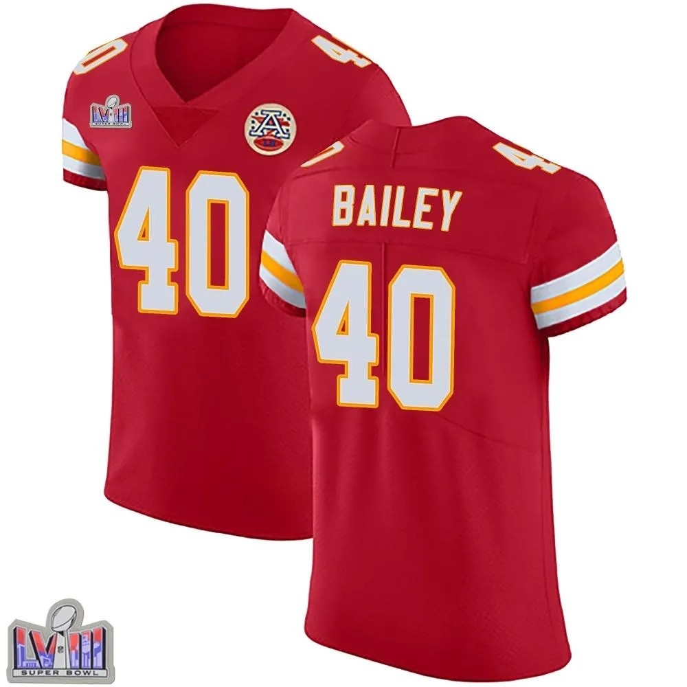Men's Kansas City Chiefs Emani Bailey Nike Team Color Vapor Untouchable Super Bowl LVIII Patch Elite Red Jersey Men's Kansas City Chiefs Emani Bailey Nike Team Color Vapor Untouchable Super Bowl LVIII Patch Elite Red Jersey