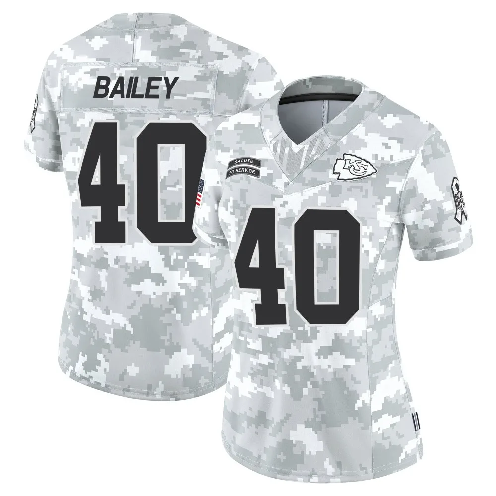 Women's Kansas City Chiefs Emani Bailey Nike 2024 Salute to Service Limited Arctic Camo Jersey Women's Kansas City Chiefs Emani Bailey Nike 2024 Salute to Service Limited Arctic Camo Jersey