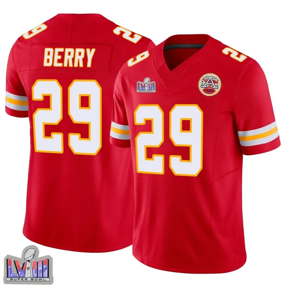 Men's Kansas City Chiefs Eric Berry Nike Vapor F.U.S.E. Super Bowl LVIII Patch Limited Red Jersey Men's Kansas City Chiefs Eric Berry Nike Vapor F.U.S.E. Super Bowl LVIII Patch Limited Red Jersey