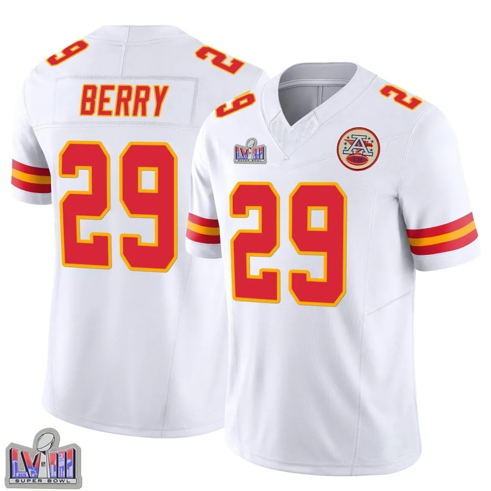 Youth Kansas City Chiefs Eric Berry Nike Vapor F.U.S.E. Super Bowl LVIII Patch Limited White Jersey Youth Kansas City Chiefs Eric Berry Nike Vapor F.U.S.E. Super Bowl LVIII Patch Limited White Jersey
