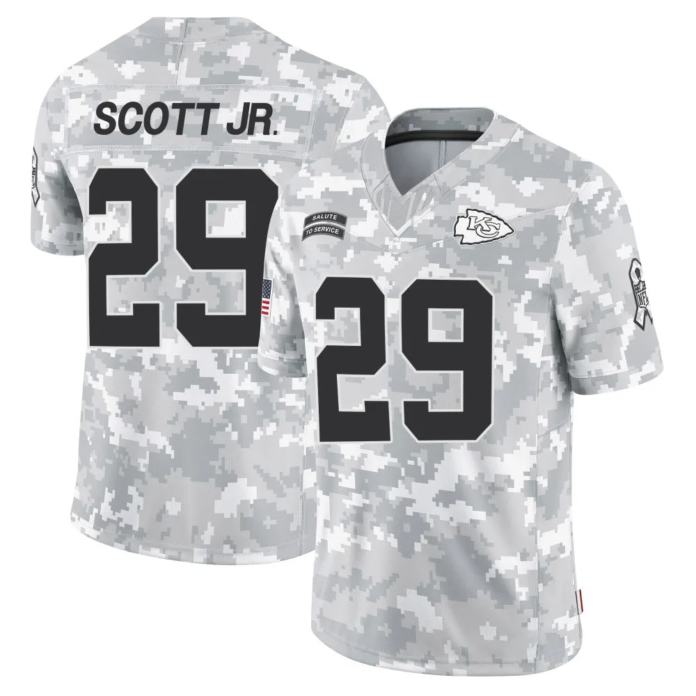 Men's Kansas City Chiefs Eric Scott Jr. Nike 2024 Salute to Service Limited Arctic Camo Jersey Men's Kansas City Chiefs Eric Scott Jr. Nike 2024 Salute to Service Limited Arctic Camo Jersey