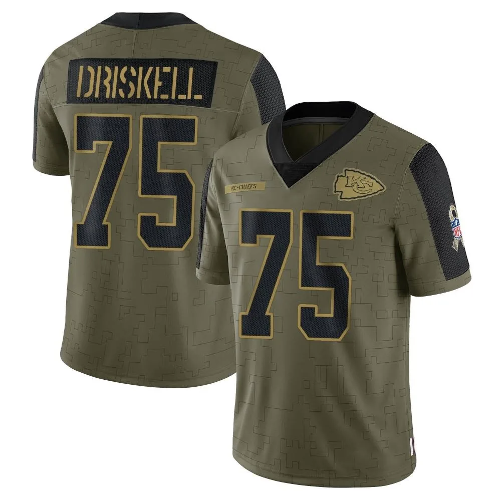 Men's Kansas City Chiefs Ethan Driskell Nike 2021 Salute To Service Limited Olive Jersey Men's Kansas City Chiefs Ethan Driskell Nike 2021 Salute To Service Limited Olive Jersey