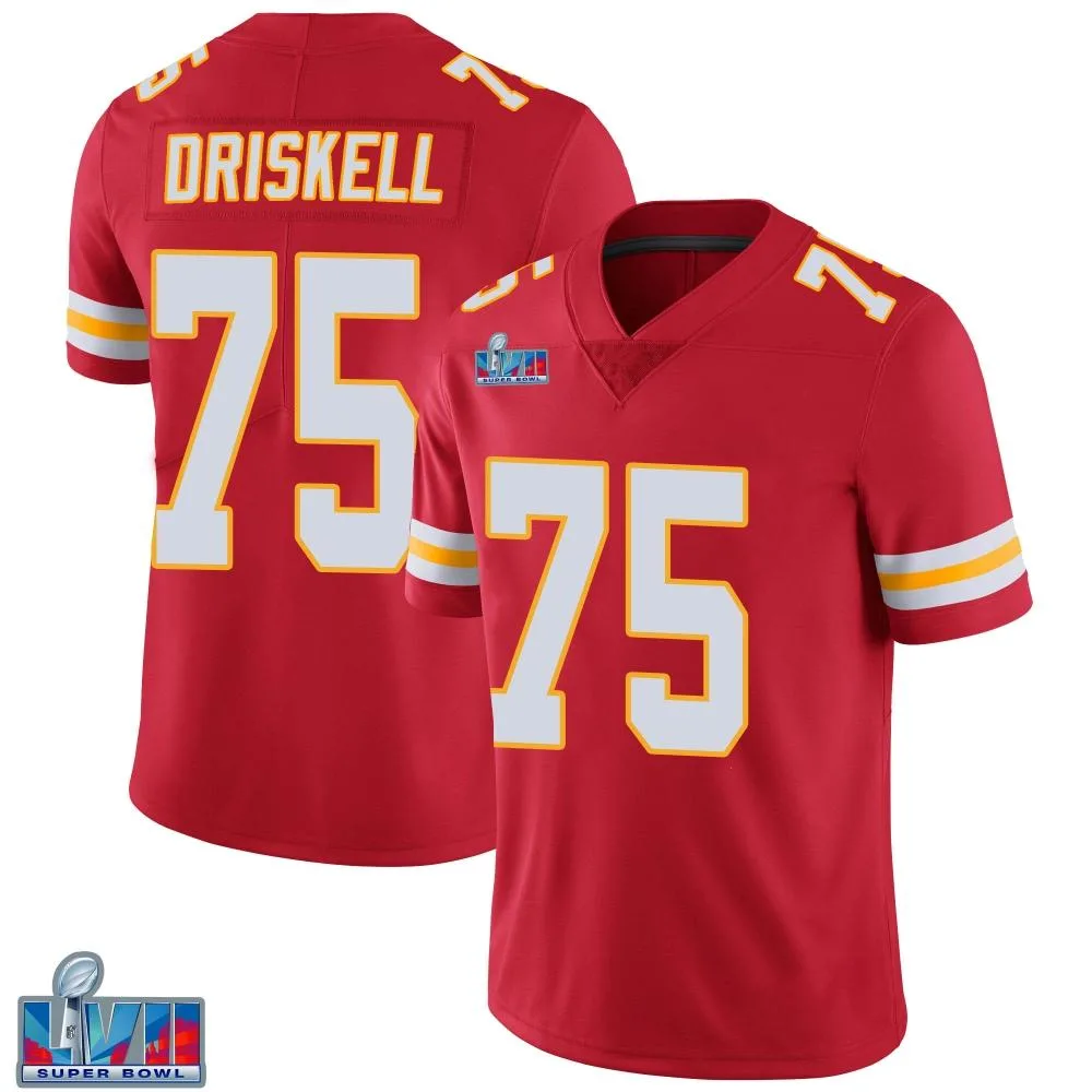 Men's Kansas City Chiefs Ethan Driskell Nike Team Color Vapor Untouchable Super Bowl LVII Patch Limited Red Jersey Men's Kansas City Chiefs Ethan Driskell Nike Team Color Vapor Untouchable Super Bowl LVII Patch Limited Red Jersey