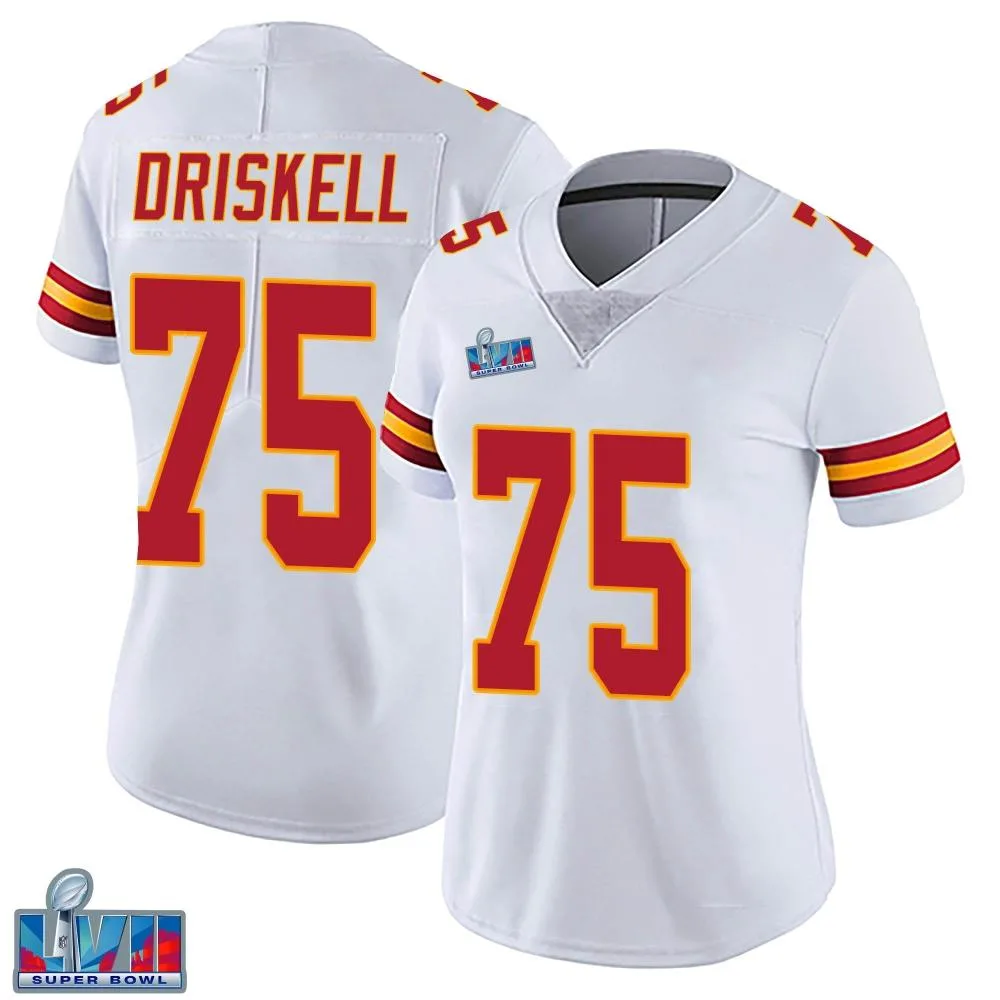 Women's Kansas City Chiefs Ethan Driskell Nike Vapor Untouchable Super Bowl LVII Patch Limited White Jersey Women's Kansas City Chiefs Ethan Driskell Nike Vapor Untouchable Super Bowl LVII Patch Limited White Jersey