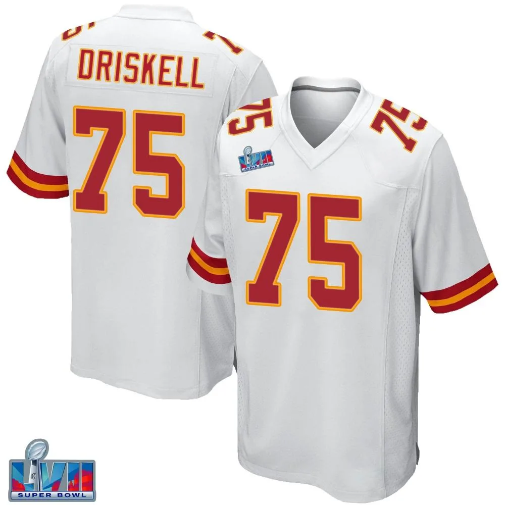 Youth Kansas City Chiefs Ethan Driskell Nike Super Bowl LVII Patch Game White Jersey Youth Kansas City Chiefs Ethan Driskell Nike Super Bowl LVII Patch Game White Jersey