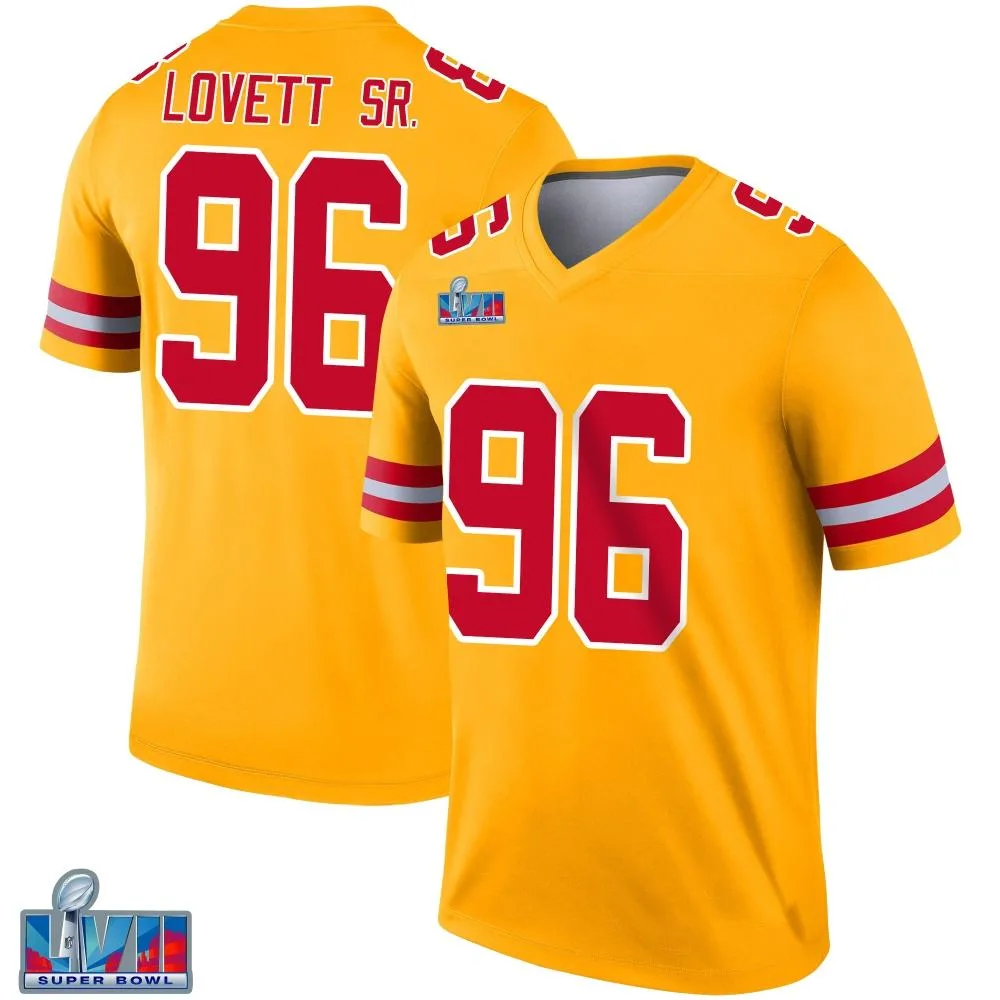 Men's Kansas City Chiefs Fabien Lovett Sr. Nike Inverted Super Bowl LVII Patch Legend Gold Jersey Men's Kansas City Chiefs Fabien Lovett Sr. Nike Inverted Super Bowl LVII Patch Legend Gold Jersey