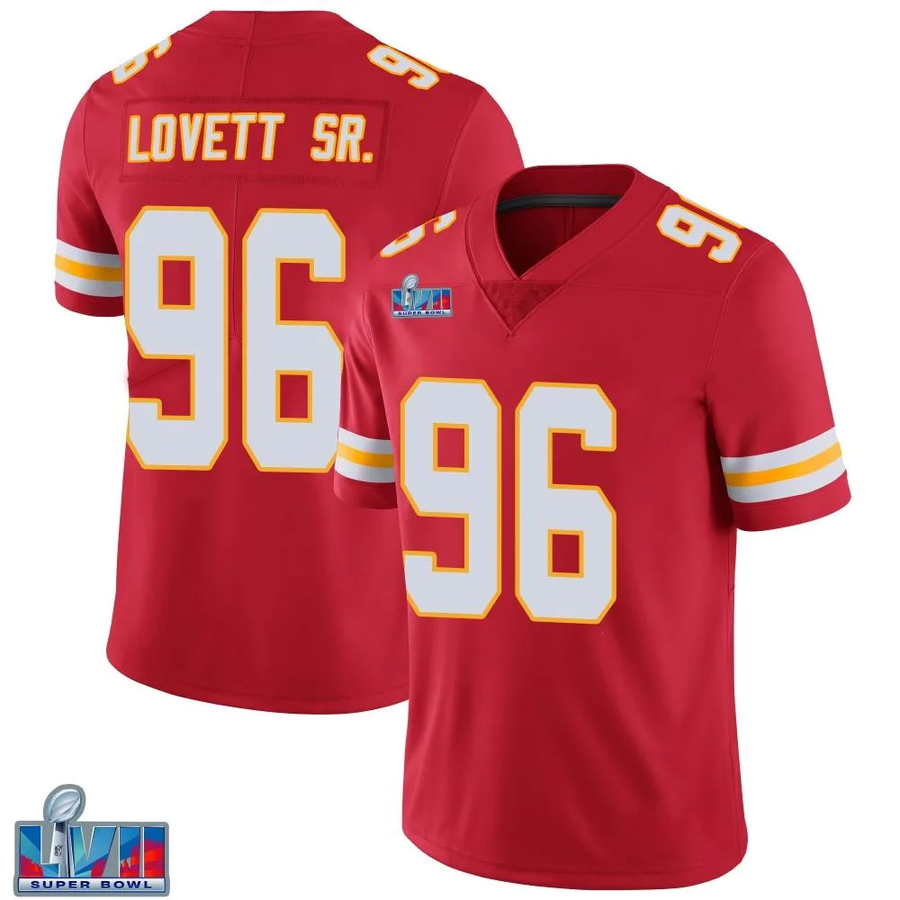 Men's Kansas City Chiefs Fabien Lovett Sr. Nike Team Color Vapor Untouchable Super Bowl LVII Patch Limited Red Jersey Men's Kansas City Chiefs Fabien Lovett Sr. Nike Team Color Vapor Untouchable Super Bowl LVII Patch Limited Red Jersey