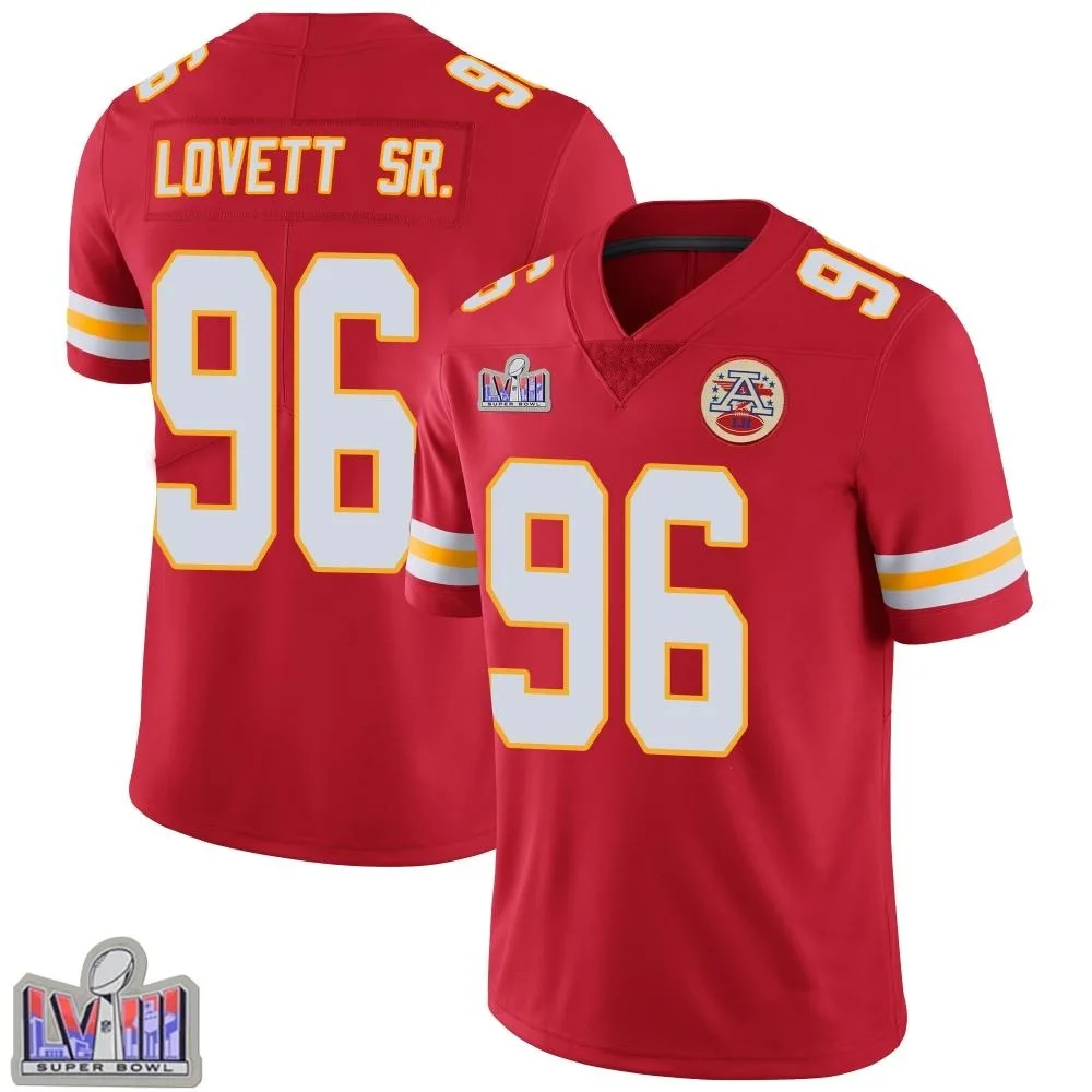 Men's Kansas City Chiefs Fabien Lovett Sr. Nike Team Color Vapor Untouchable Super Bowl LVIII Patch Limited Red Jersey Men's Kansas City Chiefs Fabien Lovett Sr. Nike Team Color Vapor Untouchable Super Bowl LVIII Patch Limited Red Jersey