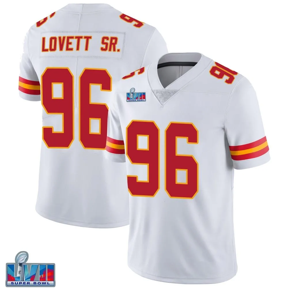 Men's Kansas City Chiefs Fabien Lovett Sr. Nike Vapor Untouchable Super Bowl LVII Patch Limited White Jersey Men's Kansas City Chiefs Fabien Lovett Sr. Nike Vapor Untouchable Super Bowl LVII Patch Limited White Jersey