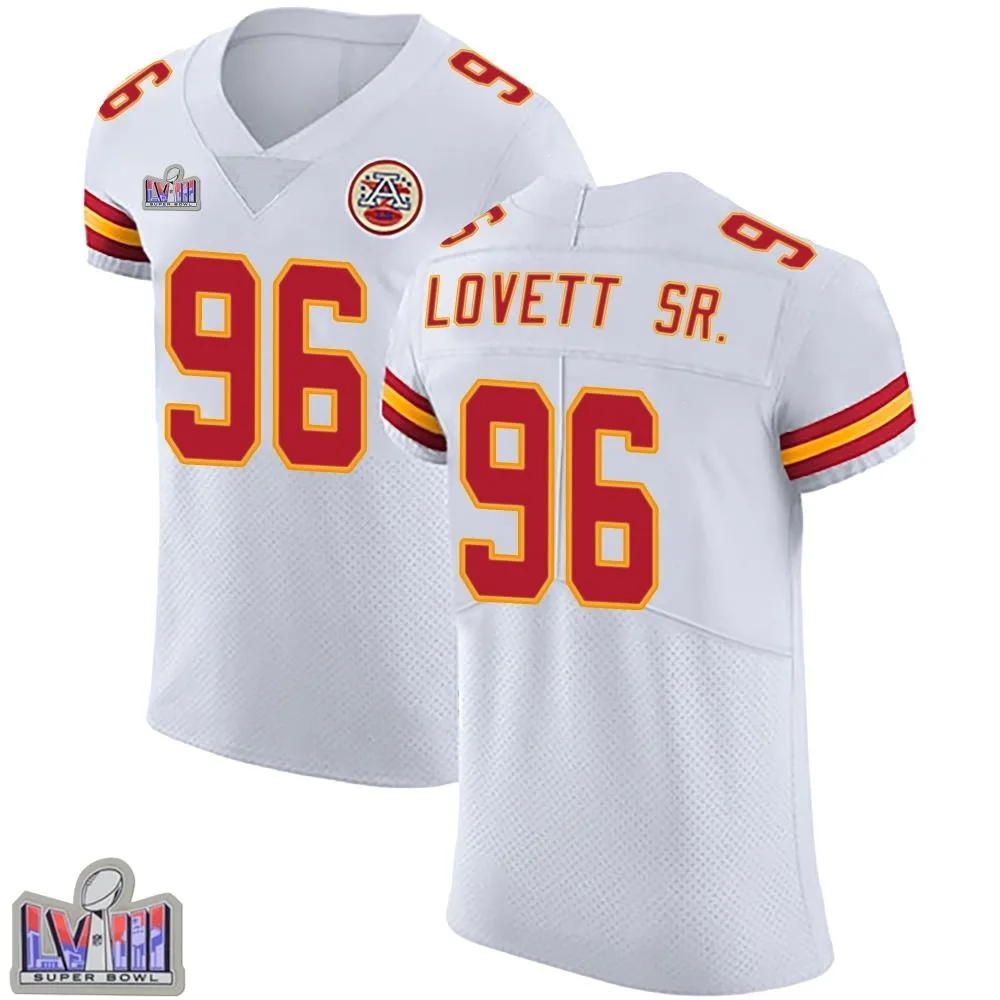 Men's Kansas City Chiefs Fabien Lovett Sr. Nike Vapor Untouchable Super Bowl LVIII Patch Elite White Jersey Men's Kansas City Chiefs Fabien Lovett Sr. Nike Vapor Untouchable Super Bowl LVIII Patch Elite White Jersey