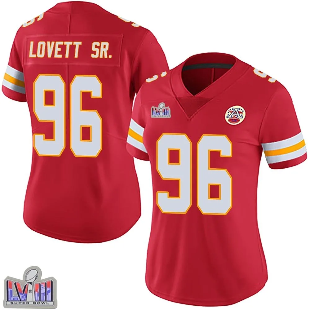Women's Kansas City Chiefs Fabien Lovett Sr. Nike Team Color Vapor Untouchable Super Bowl LVIII Patch Limited Red Jersey Women's Kansas City Chiefs Fabien Lovett Sr. Nike Team Color Vapor Untouchable Super Bowl LVIII Patch Limited Red Jersey