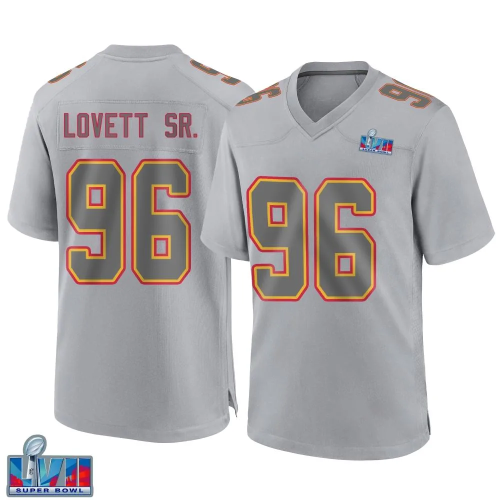 Youth Kansas City Chiefs Fabien Lovett Sr. Nike Atmosphere Fashion Super Bowl LVII Patch Game Gray Jersey Youth Kansas City Chiefs Fabien Lovett Sr. Nike Atmosphere Fashion Super Bowl LVII Patch Game Gray Jersey
