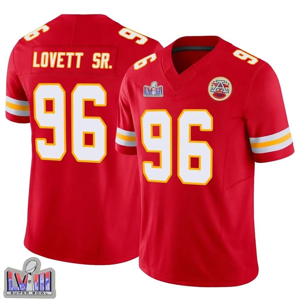 Youth Kansas City Chiefs Fabien Lovett Sr. Nike Vapor F.U.S.E. Super Bowl LVIII Patch Limited Red Jersey Youth Kansas City Chiefs Fabien Lovett Sr. Nike Vapor F.U.S.E. Super Bowl LVIII Patch Limited Red Jersey