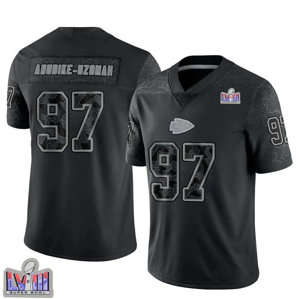 Men's Kansas City Chiefs Felix Anudike-Uzomah Nike Reflective Super Bowl LVIII Patch Limited Black Jersey Men's Kansas City Chiefs Felix Anudike-Uzomah Nike Reflective Super Bowl LVIII Patch Limited Black Jersey