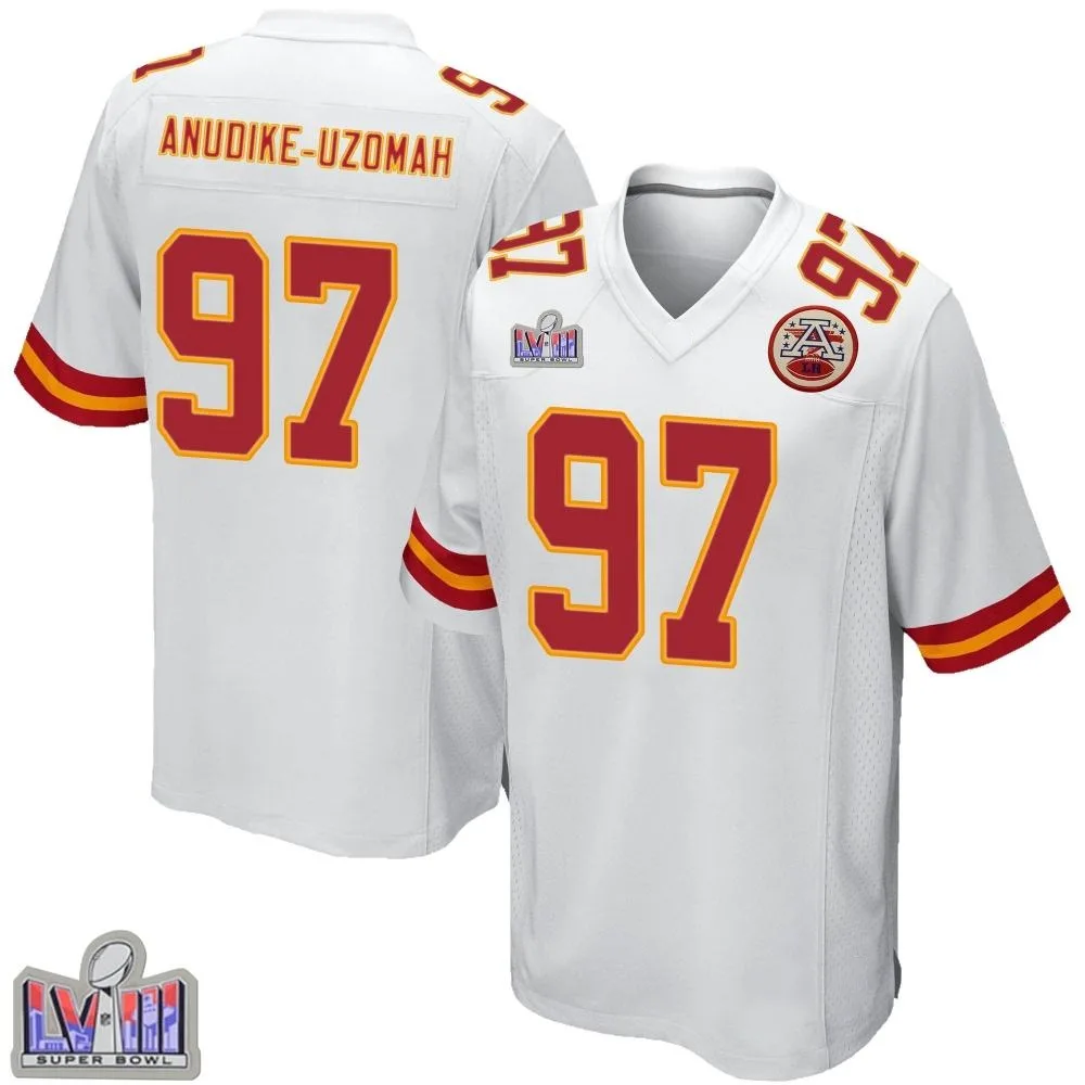 Men's Kansas City Chiefs Felix Anudike-Uzomah Nike Super Bowl LVIII Patch Game White Jersey Men's Kansas City Chiefs Felix Anudike-Uzomah Nike Super Bowl LVIII Patch Game White Jersey