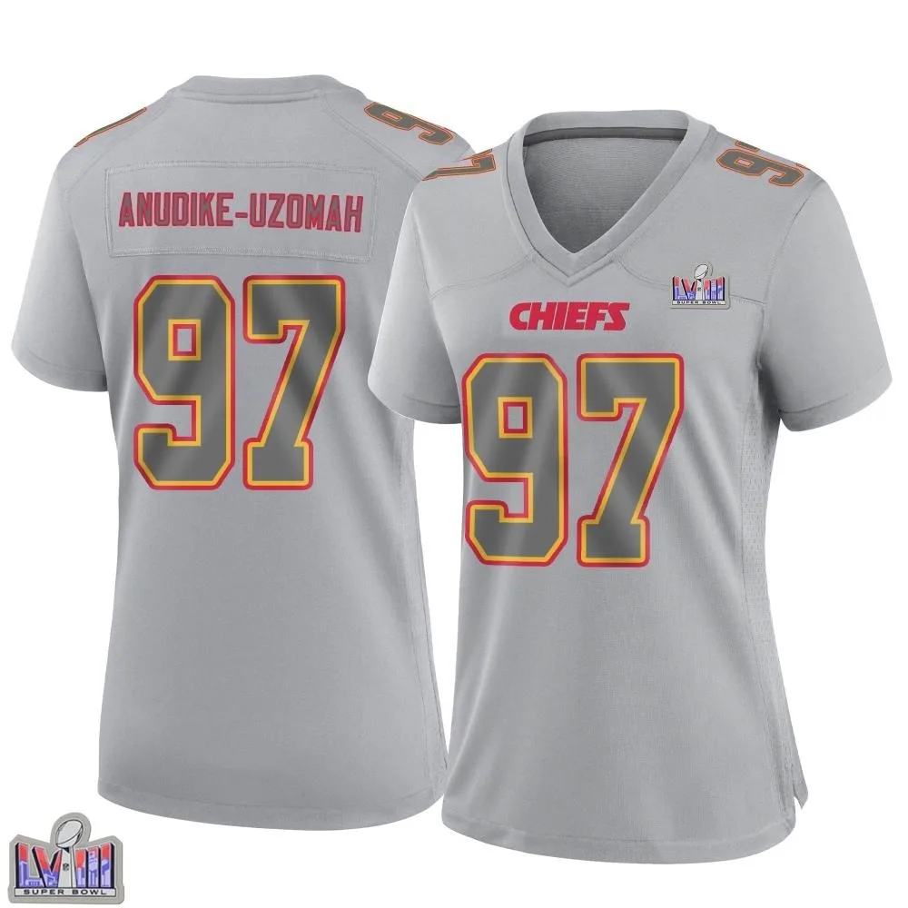 Women's Kansas City Chiefs Felix Anudike-Uzomah Nike Atmosphere Fashion Super Bowl LVIII Patch Game Gray Jersey Women's Kansas City Chiefs Felix Anudike-Uzomah Nike Atmosphere Fashion Super Bowl LVIII Patch Game Gray Jersey