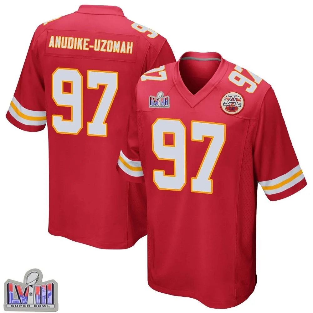 Youth Kansas City Chiefs Felix Anudike-Uzomah Nike Team Color Super Bowl LVIII Patch Game Red Jersey Youth Kansas City Chiefs Felix Anudike-Uzomah Nike Team Color Super Bowl LVIII Patch Game Red Jersey