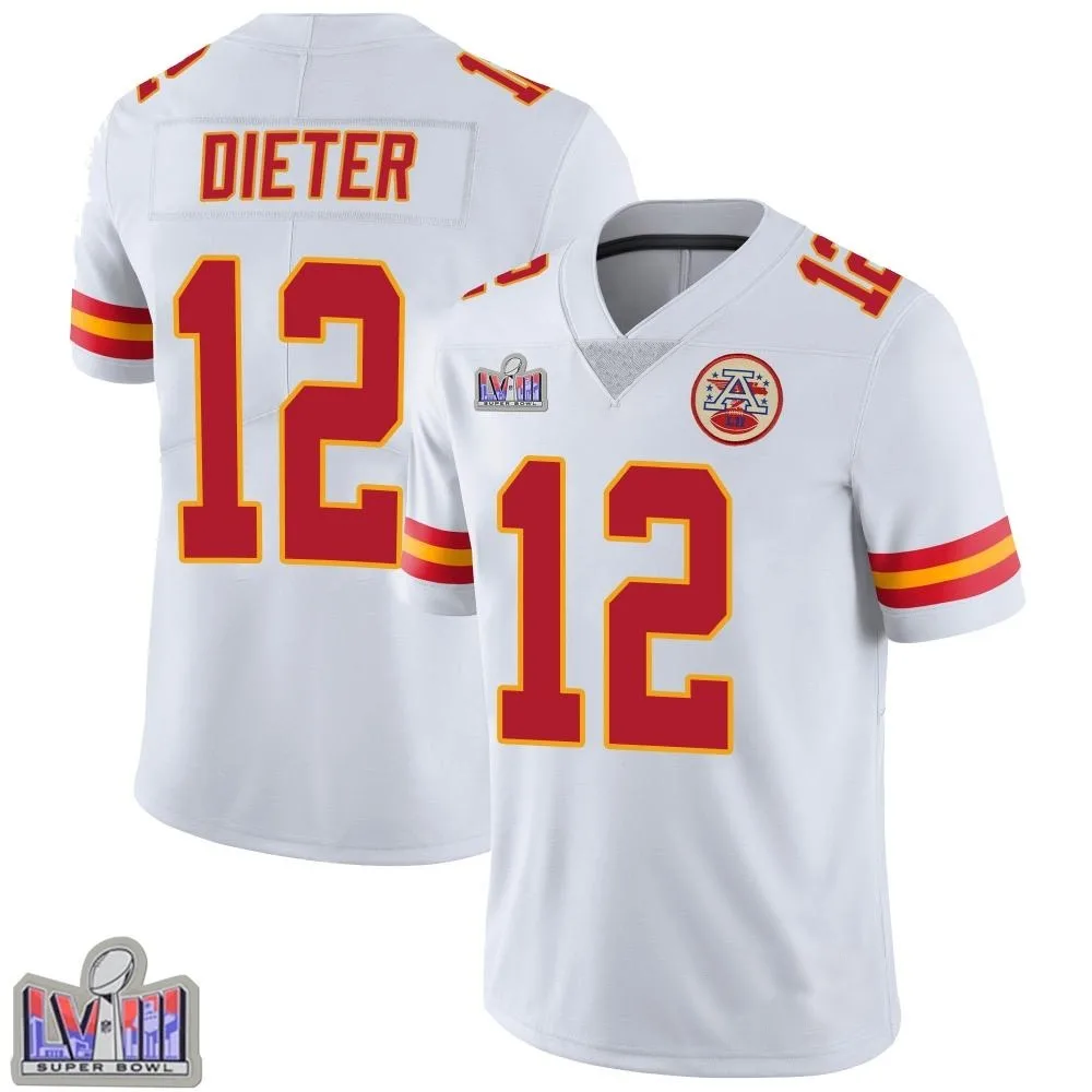 Men's Kansas City Chiefs Gehrig Dieter Nike Vapor Untouchable Super Bowl LVIII Patch Limited White Jersey Men's Kansas City Chiefs Gehrig Dieter Nike Vapor Untouchable Super Bowl LVIII Patch Limited White Jersey