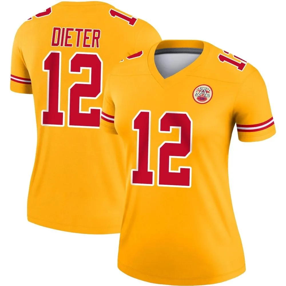 Women's Kansas City Chiefs Gehrig Dieter Nike Inverted Legend Gold Jersey Women's Kansas City Chiefs Gehrig Dieter Nike Inverted Legend Gold Jersey