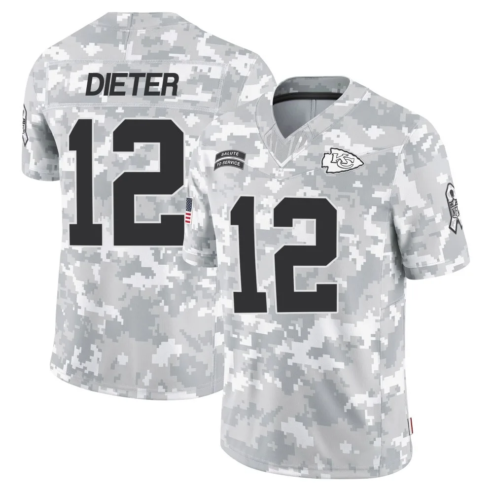 Youth Kansas City Chiefs Gehrig Dieter Nike 2024 Salute to Service Limited Arctic Camo Jersey Youth Kansas City Chiefs Gehrig Dieter Nike 2024 Salute to Service Limited Arctic Camo Jersey