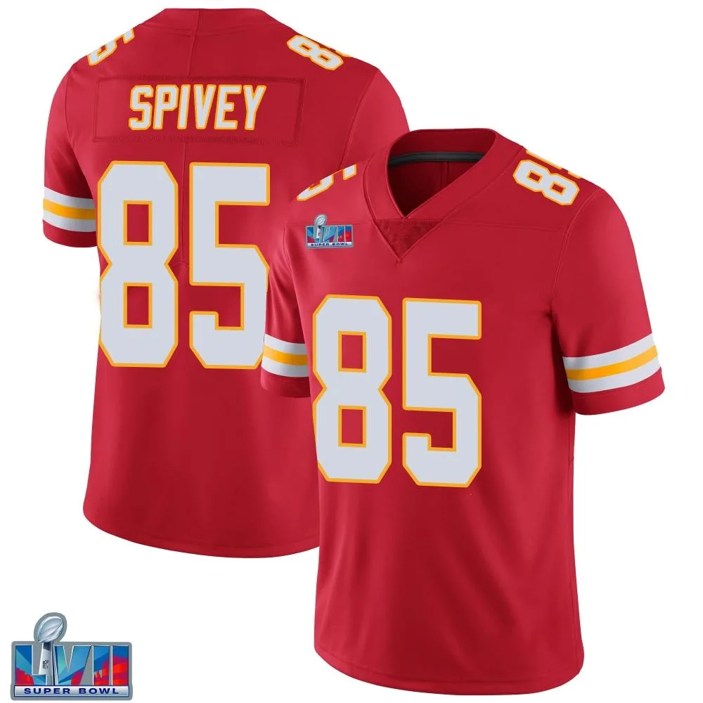 Men's Kansas City Chiefs Geor'quarius Spivey Nike Team Color Vapor Untouchable Super Bowl LVII Patch Limited Red Jersey Men's Kansas City Chiefs Geor'quarius Spivey Nike Team Color Vapor Untouchable Super Bowl LVII Patch Limited Red Jersey