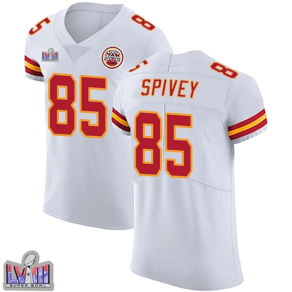 Men's Kansas City Chiefs Geor'quarius Spivey Nike Vapor Untouchable Super Bowl LVIII Patch Elite White Jersey Men's Kansas City Chiefs Geor'quarius Spivey Nike Vapor Untouchable Super Bowl LVIII Patch Elite White Jersey